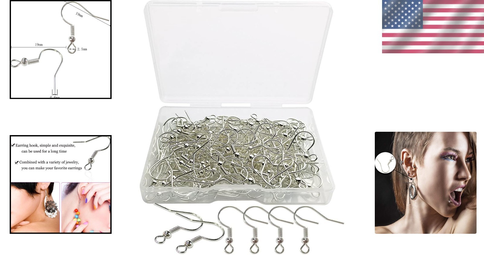 Versatile 120pcs Hypoallergenic Fish Hook Ear Wires with Convenient Storage Box