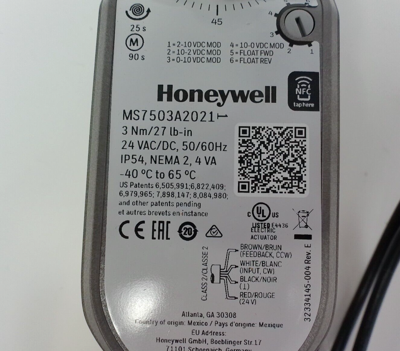 Honeywell MS7503A2021 Direct Coupled Actuator