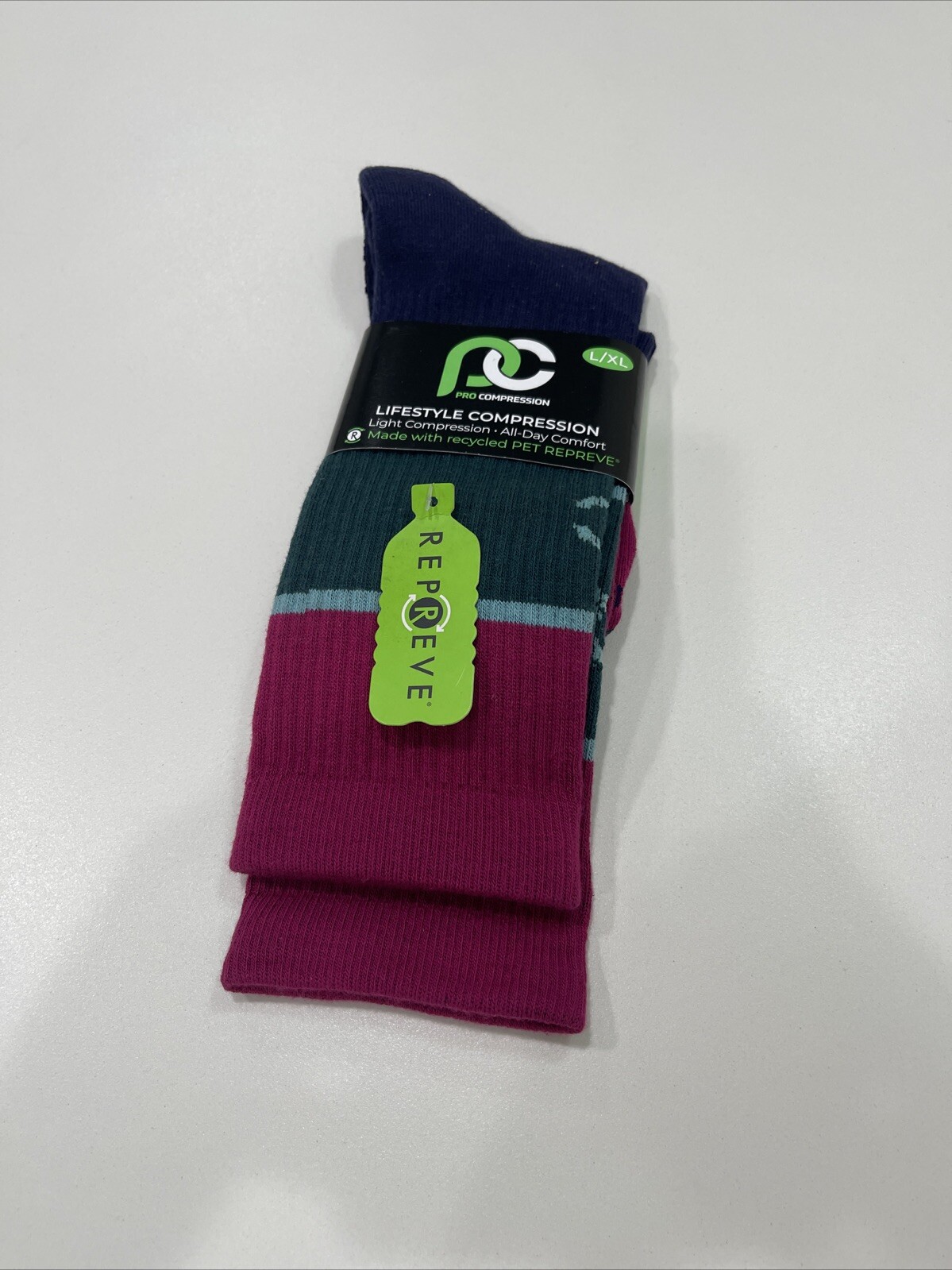 Pro Compression- Women's Purple Multicolored Compression Socks- Size L/XL
