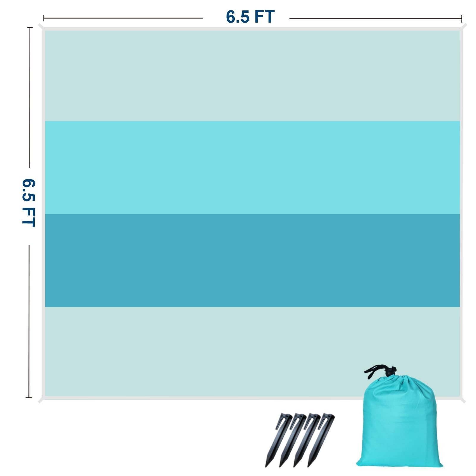 LOTTAFUN 6.5ft Sand Proof Water Resistant Beach Blanket - Lightweight Mat for...