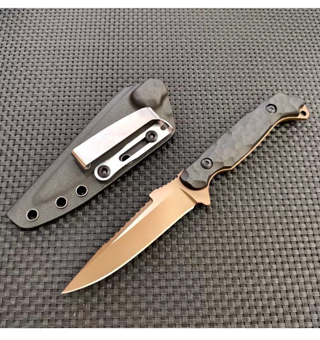 New 8.26" Full Tang Outdoor Knife Ergonomic Handle Horizontal Carry K Sheath