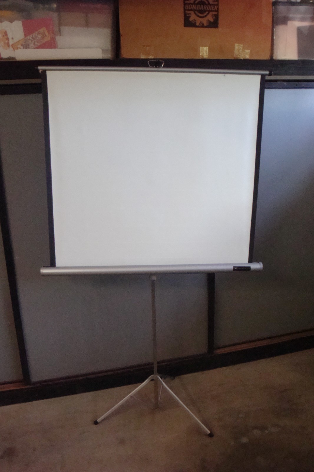Aurora Retractable Projector Screen 40"X40" Viewing Area w/ Tripod Vintage