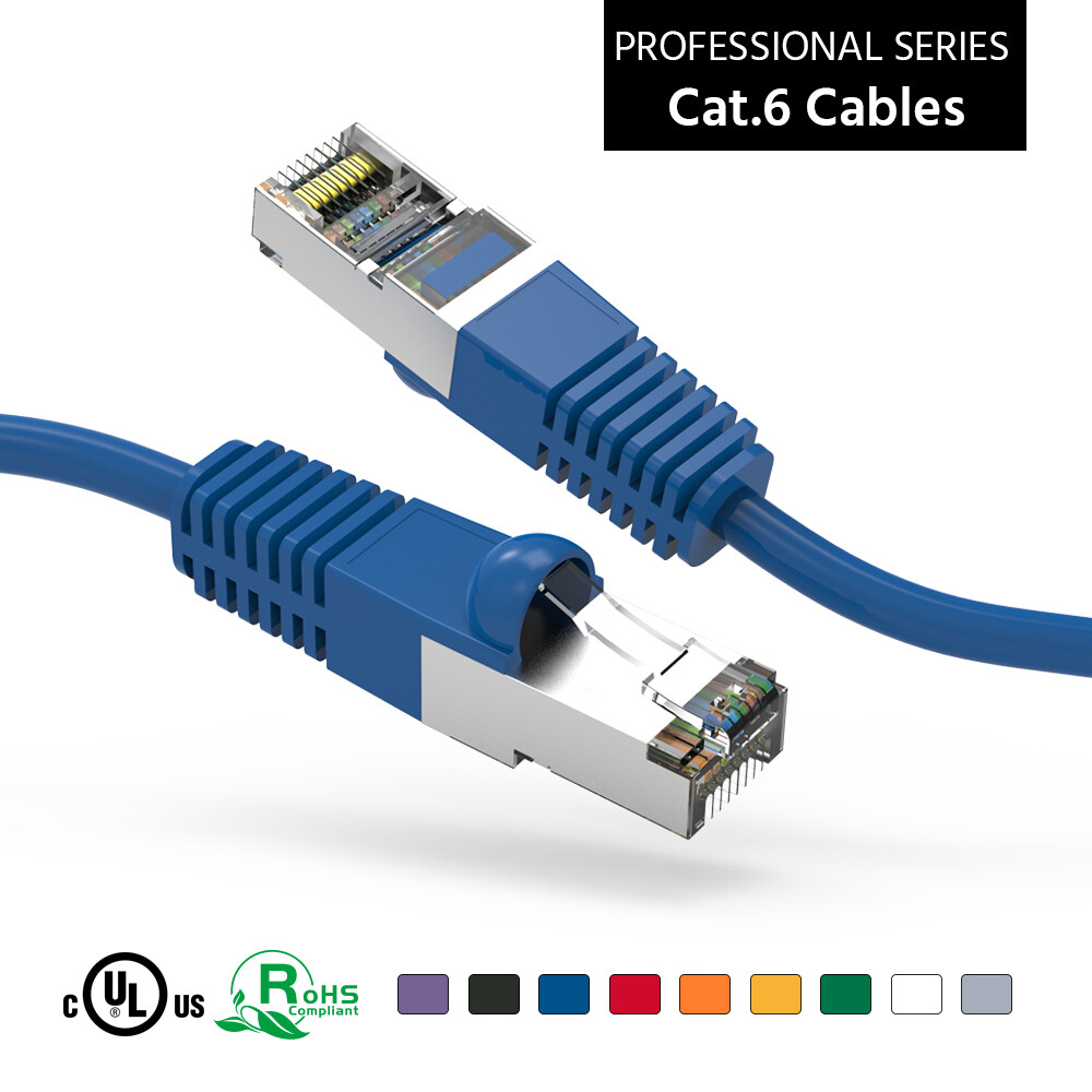10 Pack 0.5'ft CAT6 Shielded Ethernet Network Patch Cable sstp Booted Lan cord