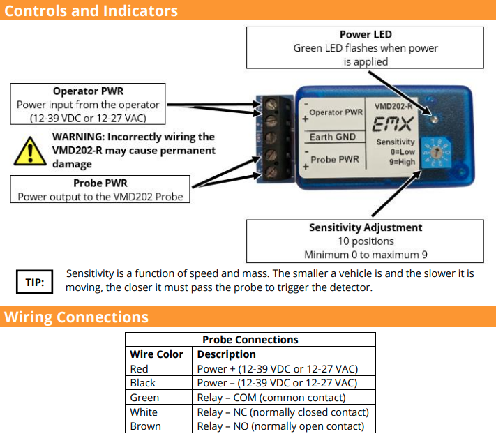 EMX VMD202 50FT VEHICLE MOTION DETECTOR KIT INCLUDES SENSOR FOR EXIT OR SAFETY