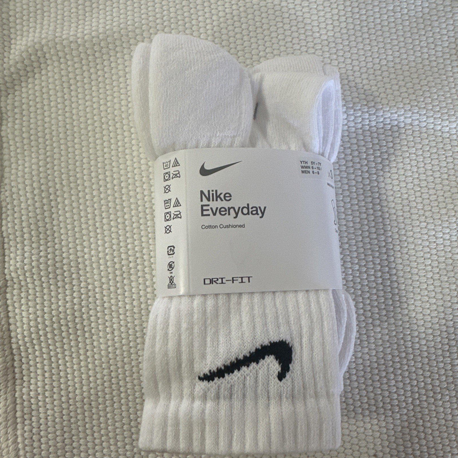 🔥✔️ Nike 3Pk Everyday, Crew Socks, DRY-FIT, Youth 5/7, WoMan 6-10, Man 6-8, NEW