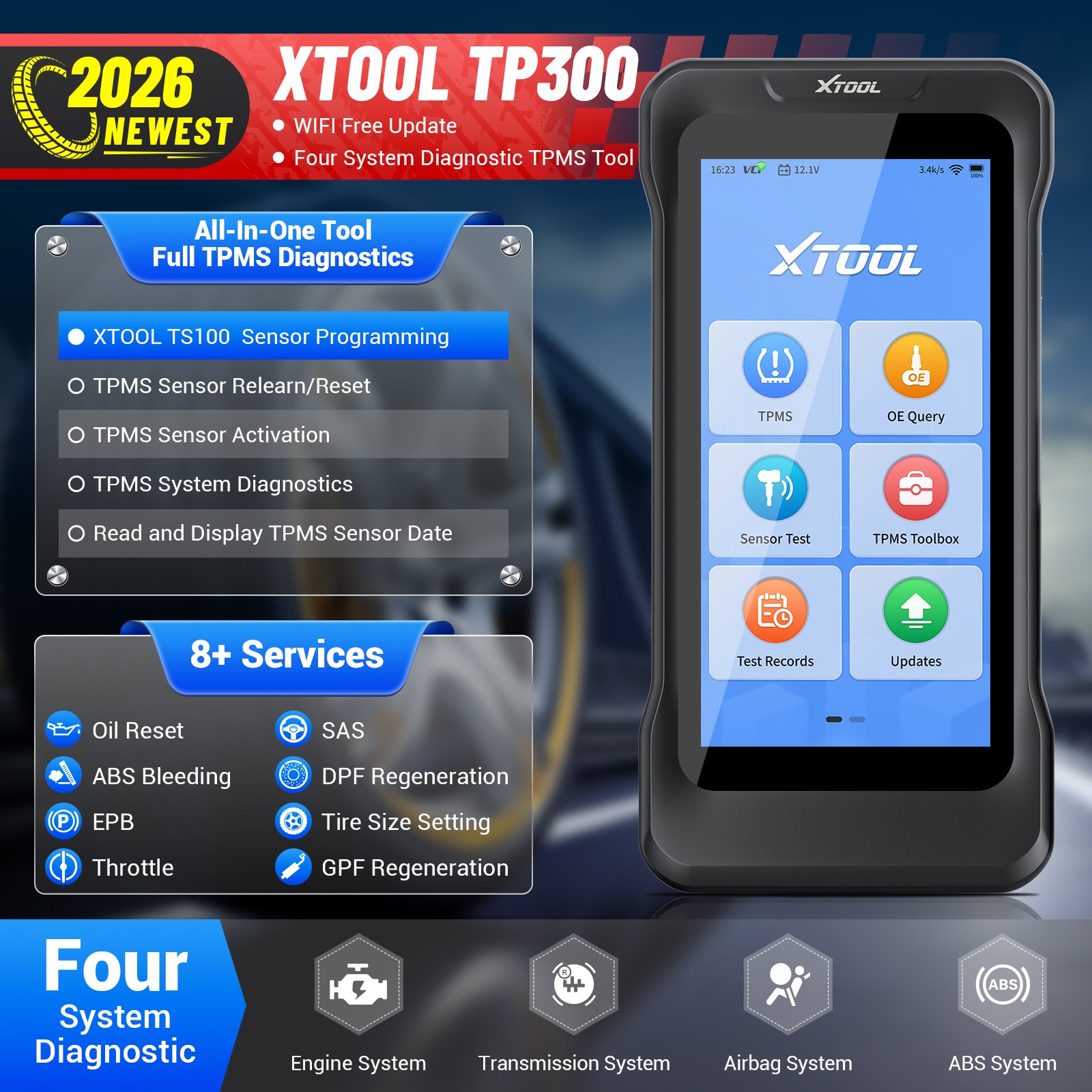 XTOOL TP300 TPMS Sensor Relearn TS100 Programming Tool Auto Diagnostic Scanner