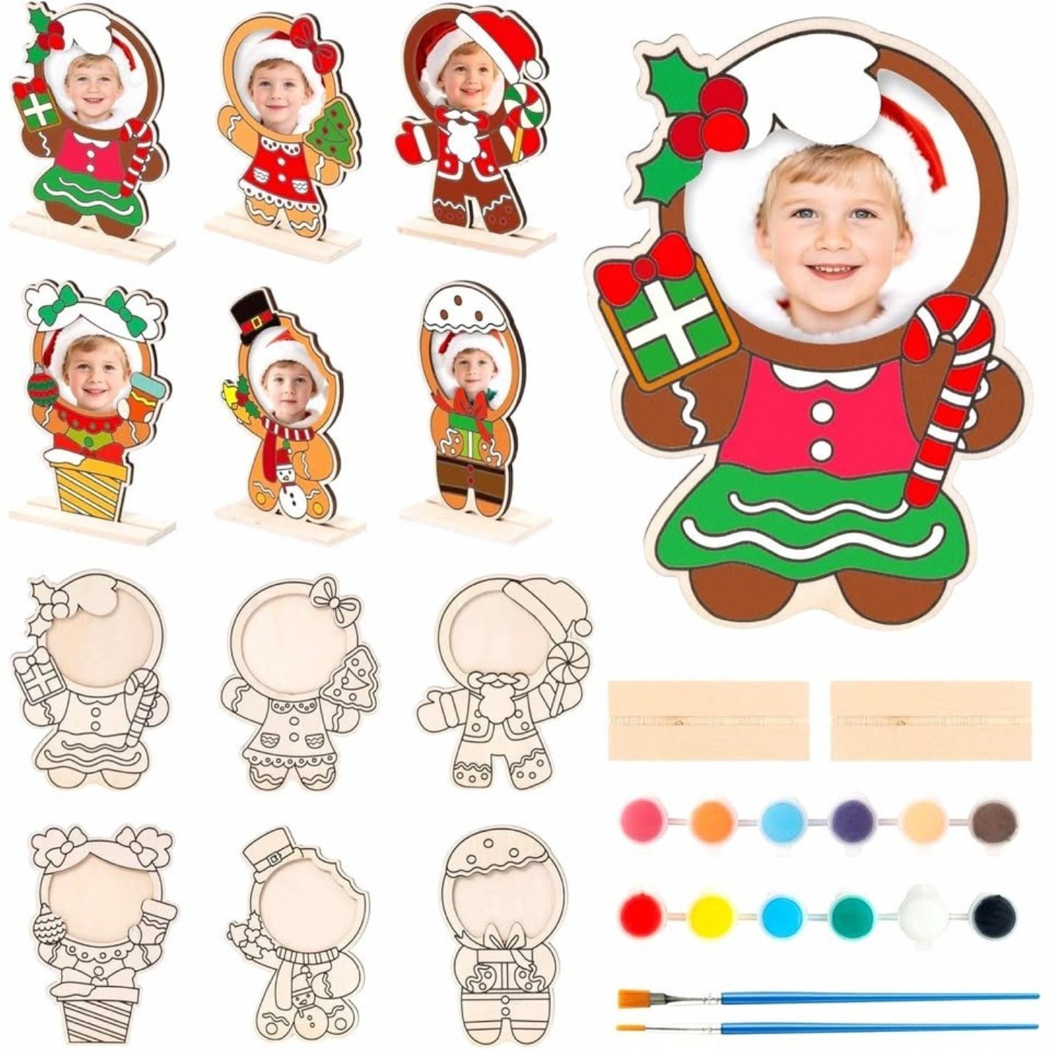 Christmas DIY Kids Painting 24 Wood Frames Paint Brushes Home Art School Teacher