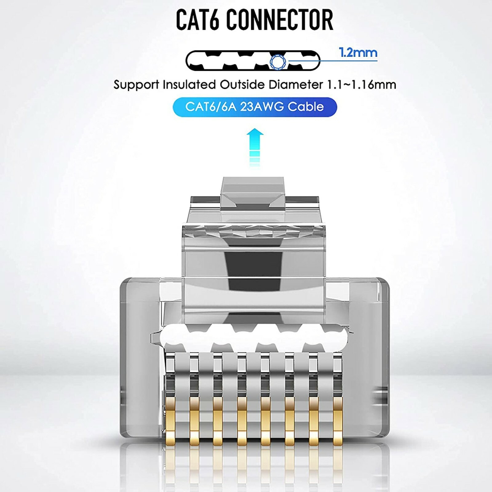 30pcs CAT5 CAT6 Shielded RJ45 Pass Through Modular Plug Cable Connector End