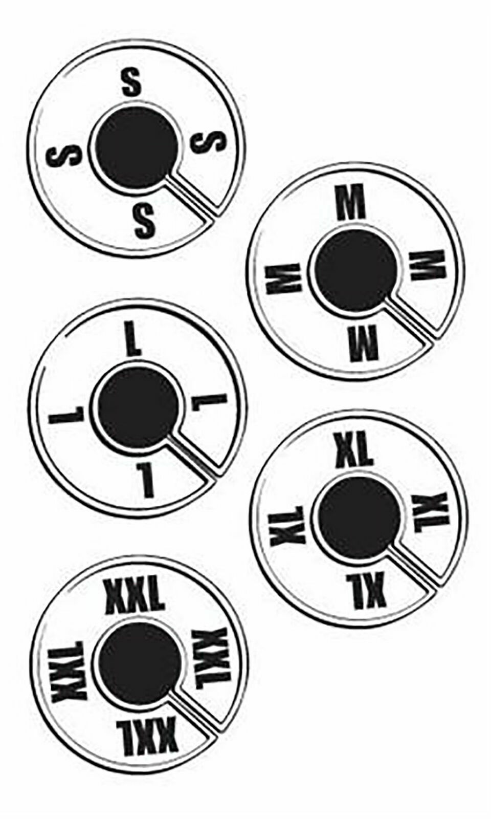 Round Size Divider Hangrail Variety Pack 36 BLANK, S, M, L, XL, XXL Clothing
