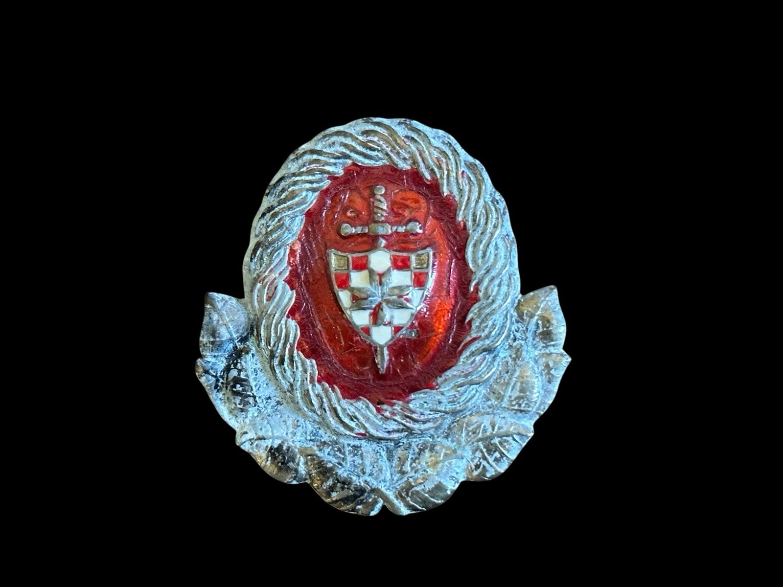 WWII CROATIAN FASCIST- HAT BADGE PIN FOR OFFICERS- WW2 ORIGINAL RARE