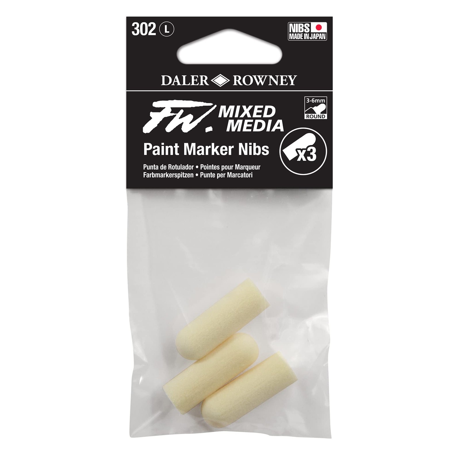 Daler Rowney FW Mixed Media Paint Marker Nibs, 3 Count (Pack of 1), White