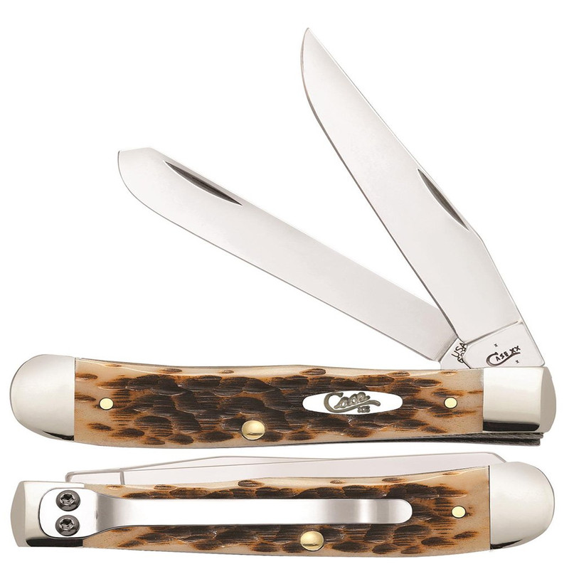 Case Wr Xx Pocket Knife Amber Bone Trapper Peachseed Jig W/Clip 6540 - 6254C Ss