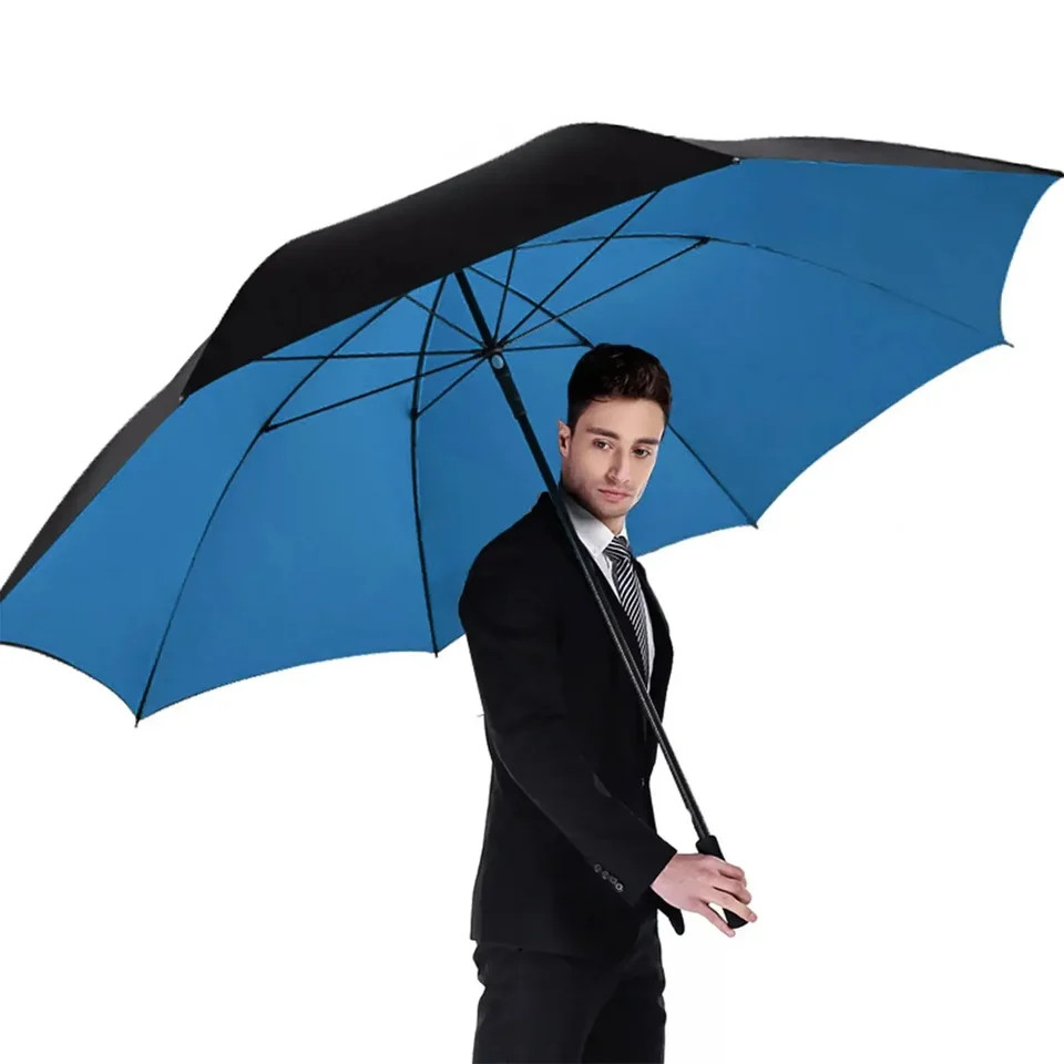 Manual Golf Umbrella Extra Large 185cm Long Handle Windproof UV Sun Shade