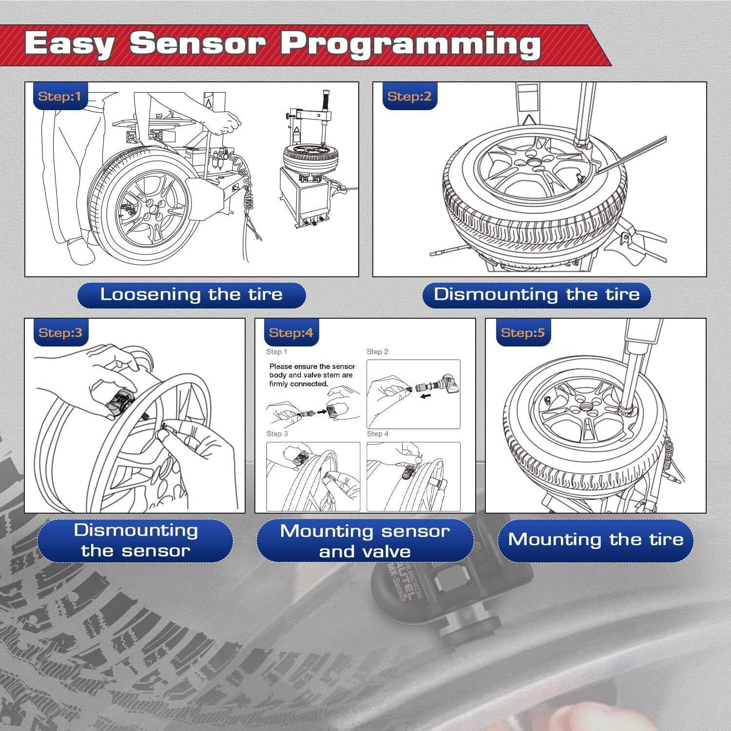 1xAutel MaxiTPMS 315MHz/433MHz 2 in 1 MX-Sensor Programmable fit TPMS OEM Sensor