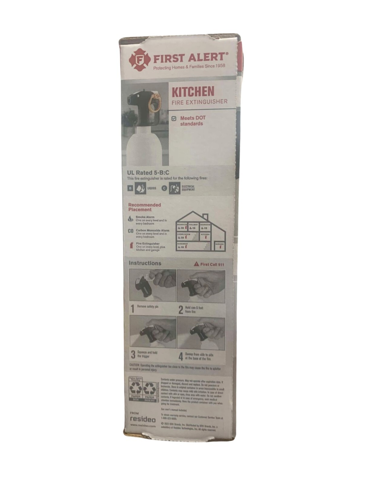 First Alert Kitchen Fire Extinguisher KFE2S5 UL RATED 5-B:C White 1 Pack