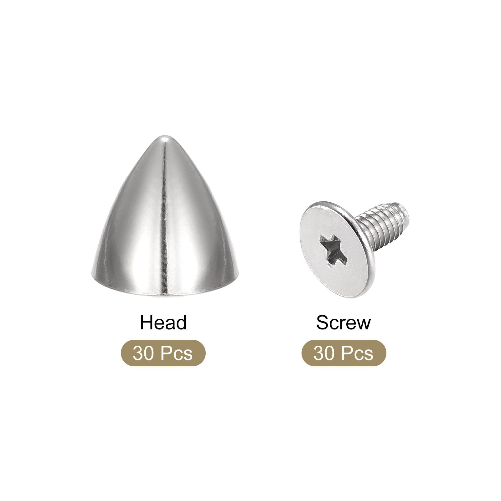 12x12mm Screw Back Rivets, 30 Cable Set Leather Studs Silver Tone