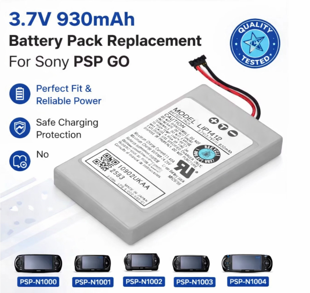 High-Capacity 930mAh Battery Replacement for Sony PSP GO N1000 Series
