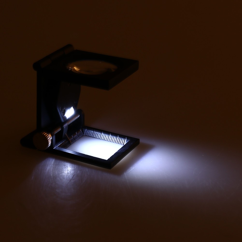 Portable Three Folding Desktop 8X Magnifier Glass Stand with Led Lights Scale