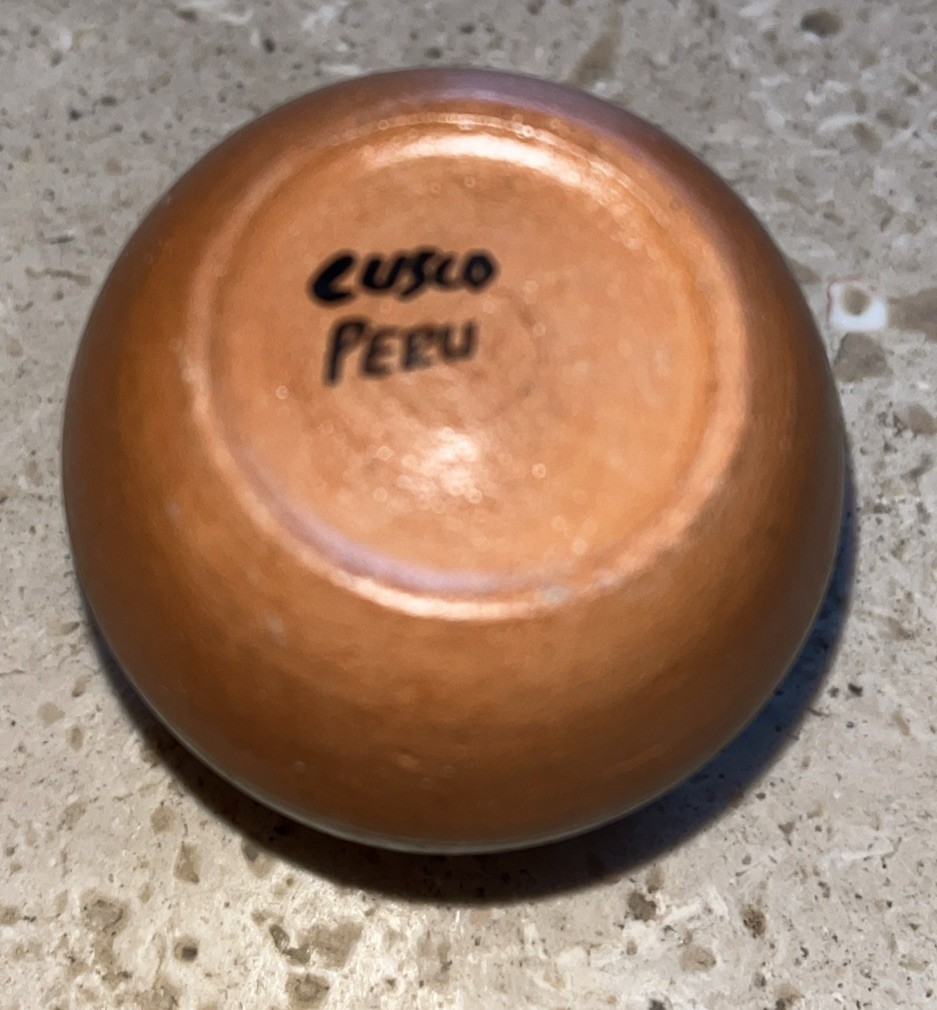 Peruvian Cusco Pottery Terracota 6 Cups Porcelain Inca Geometric Pattern Peru