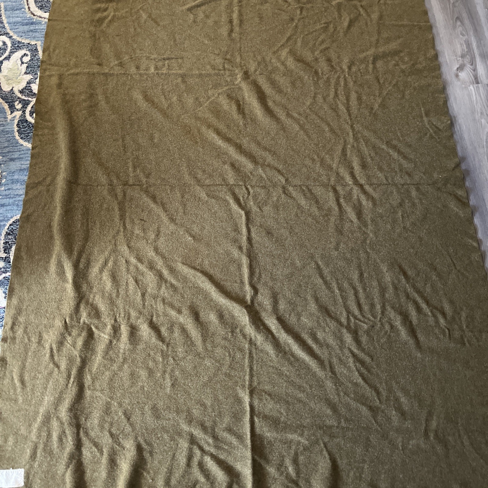 USGI MILITARY ISSUED OD GREEN WOOL BLANKET NO HOLES GREAT CONDITION 75X58