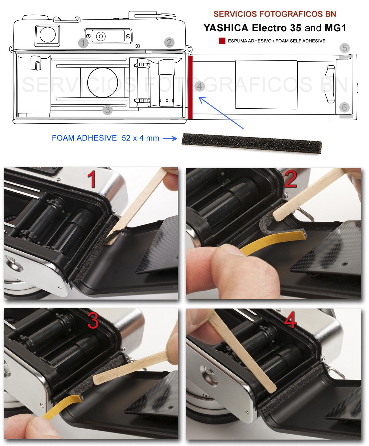 ADAPTER + BATTERY + KIT: YASHICAS Electro 35 G, GL, GS ,GT, GTN, GSN, MG-1, Ax