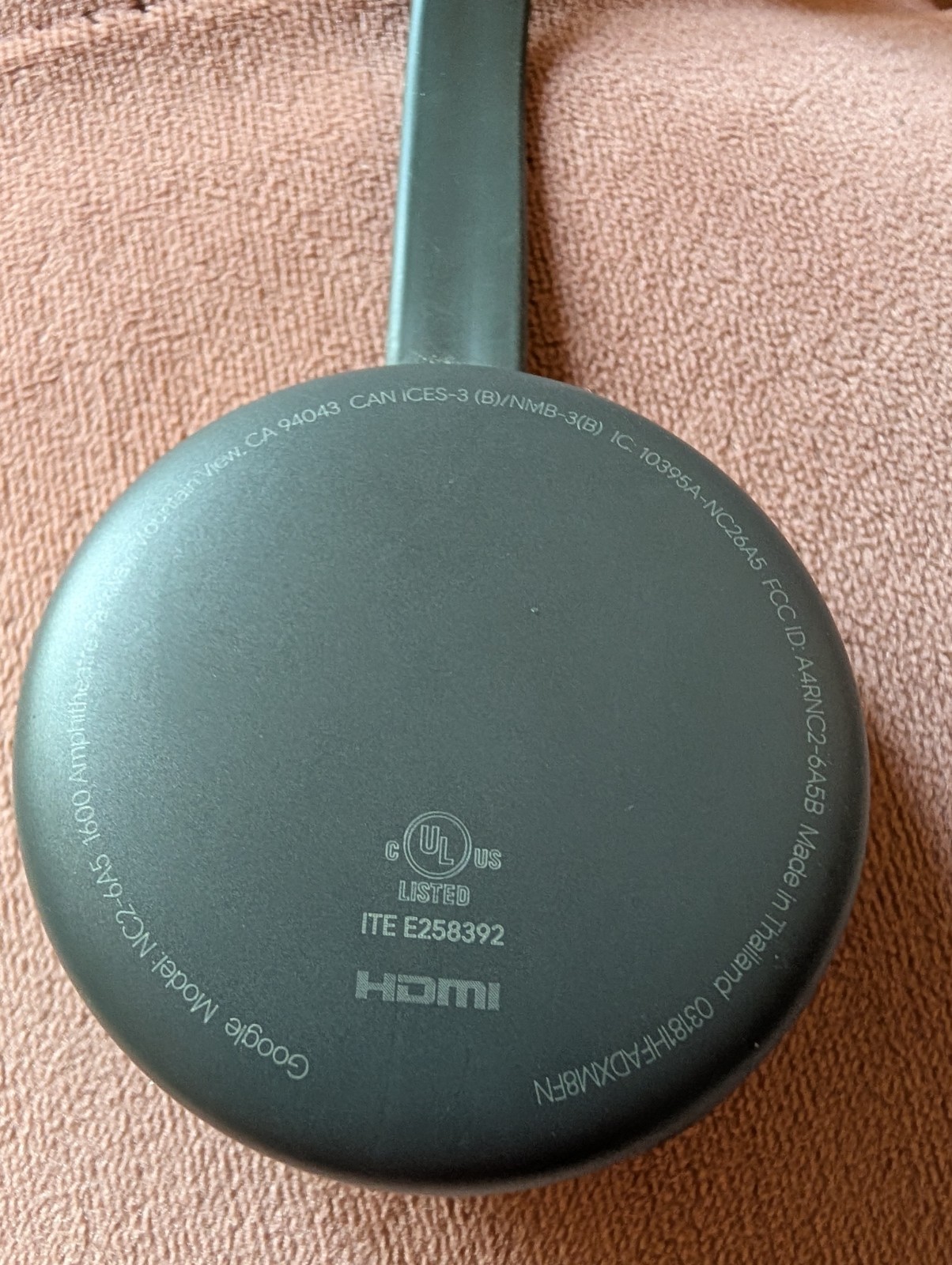 Google Chromecast 3rd Gen 1080p HD Media Streaming Device NC2-6A5 Tested