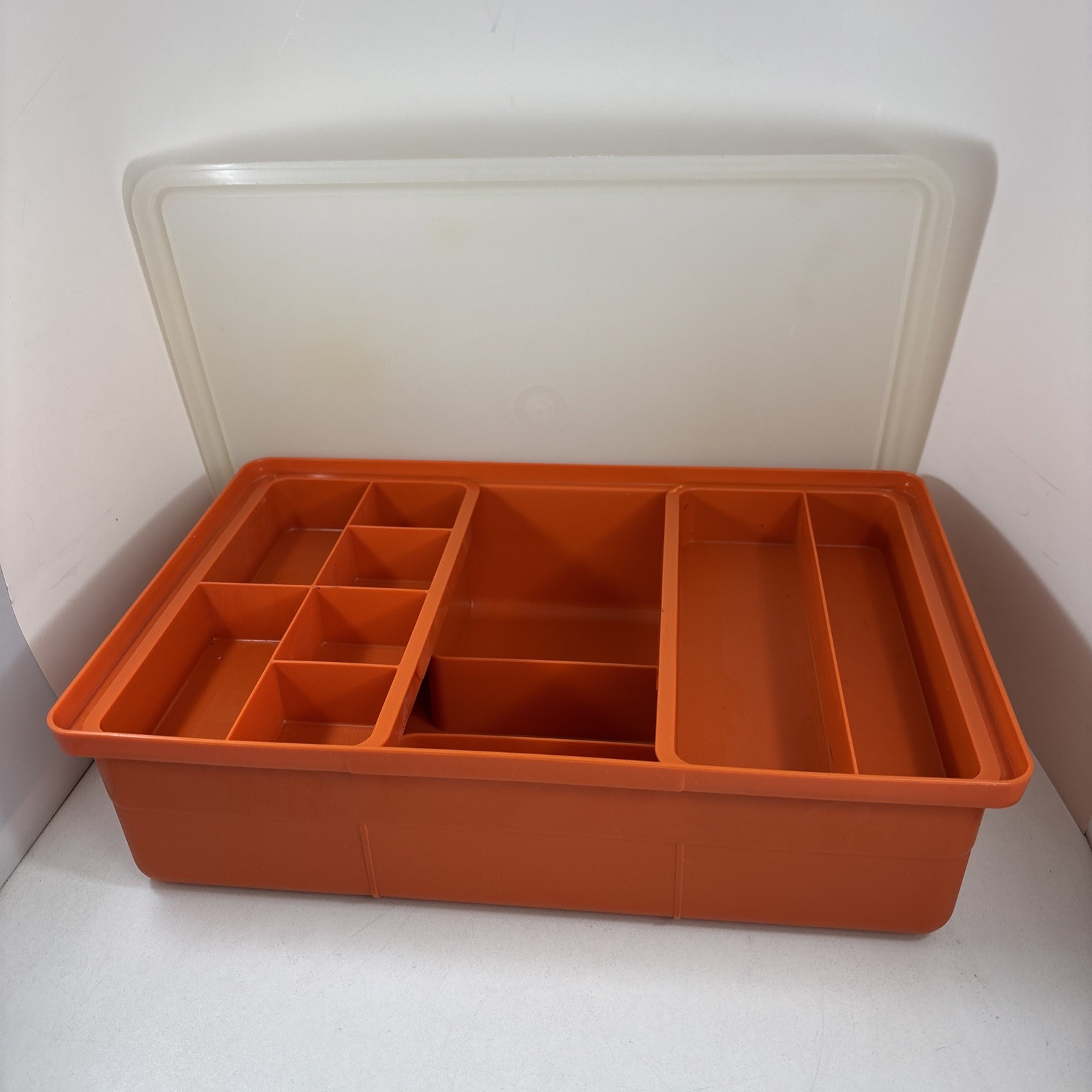 Vintage Tupperware Tuppercraft Sewing Craft Tackle Box Organizer 1421-4 Orange