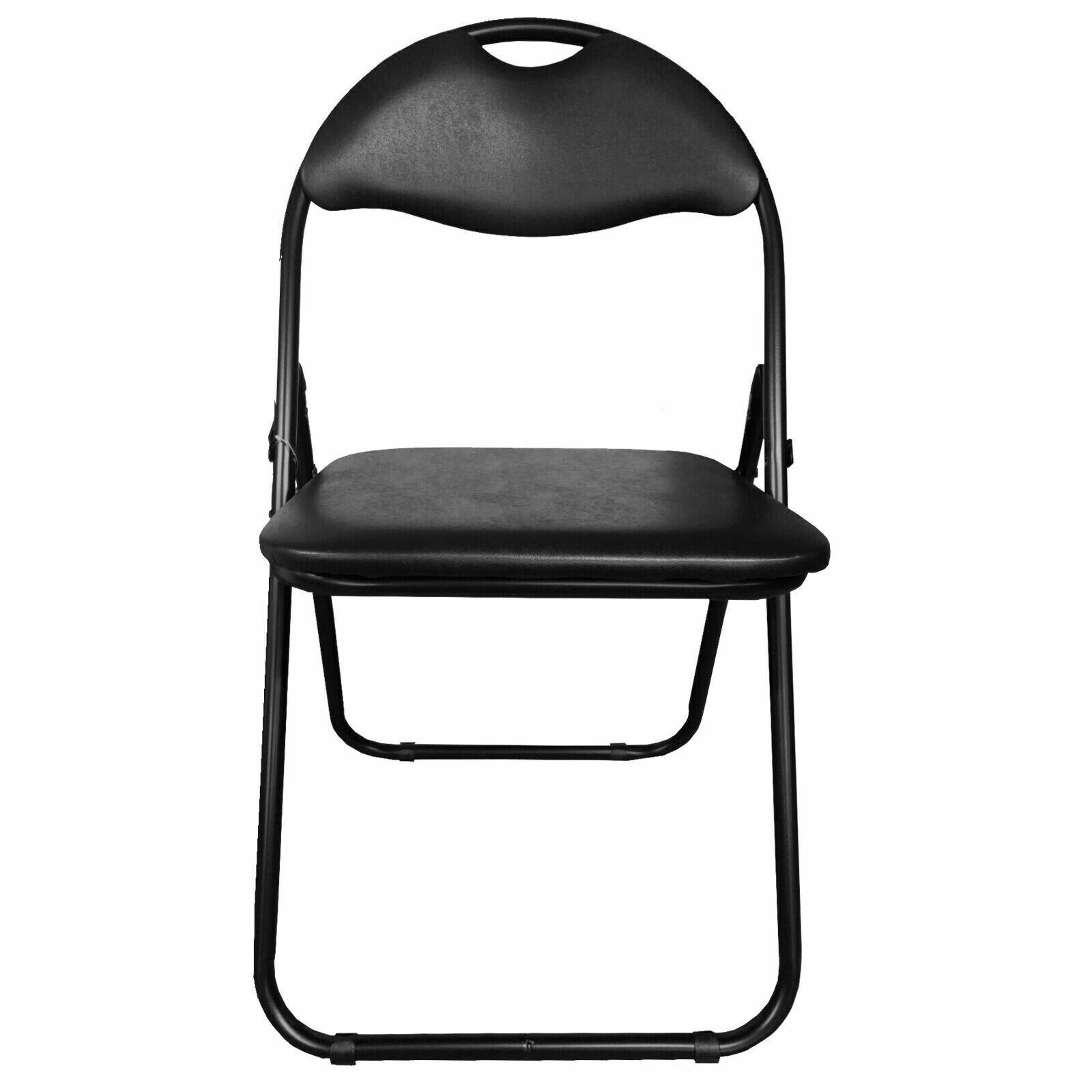 4 x BLACK FOLDABLE FOLDING CHAIR WITH METAL FRAME FOR HOME OFFICE PARTY CHAIRS