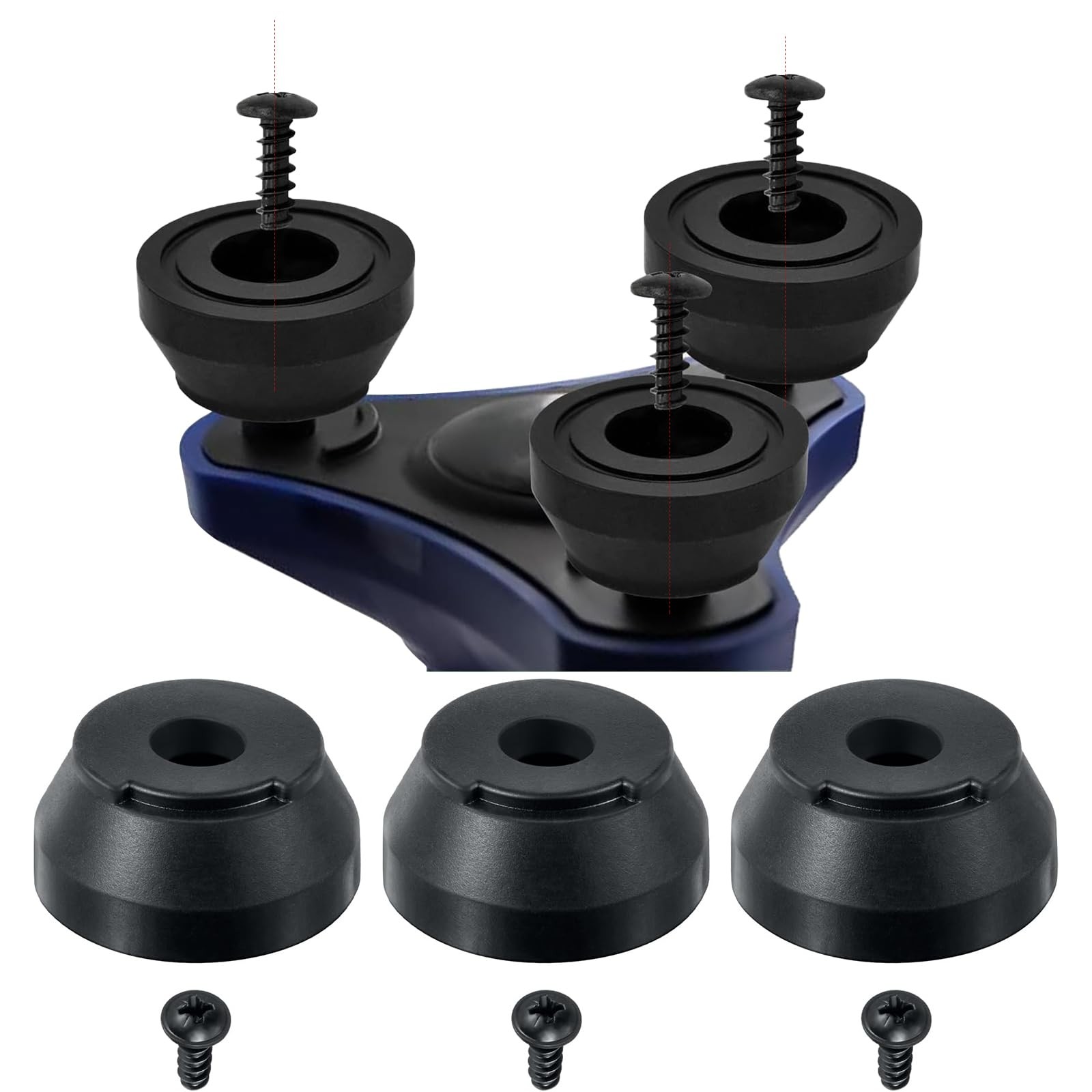 Replacement Screw-in Rubber Cane Tips Feet Suitable for Hurrycane Black