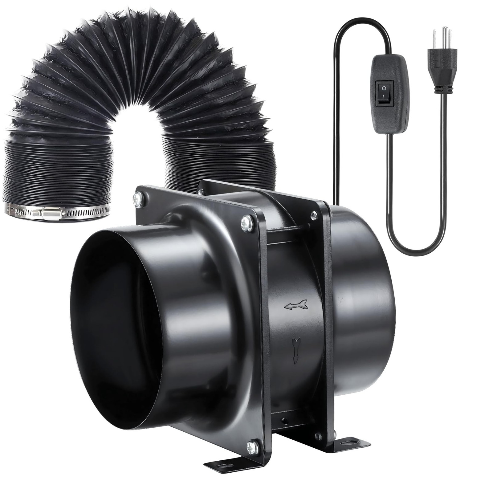 4inch Axial Exhaust Fan + 6.5ft Dryer Hose Kit | Extractor Blower, Fan with B...