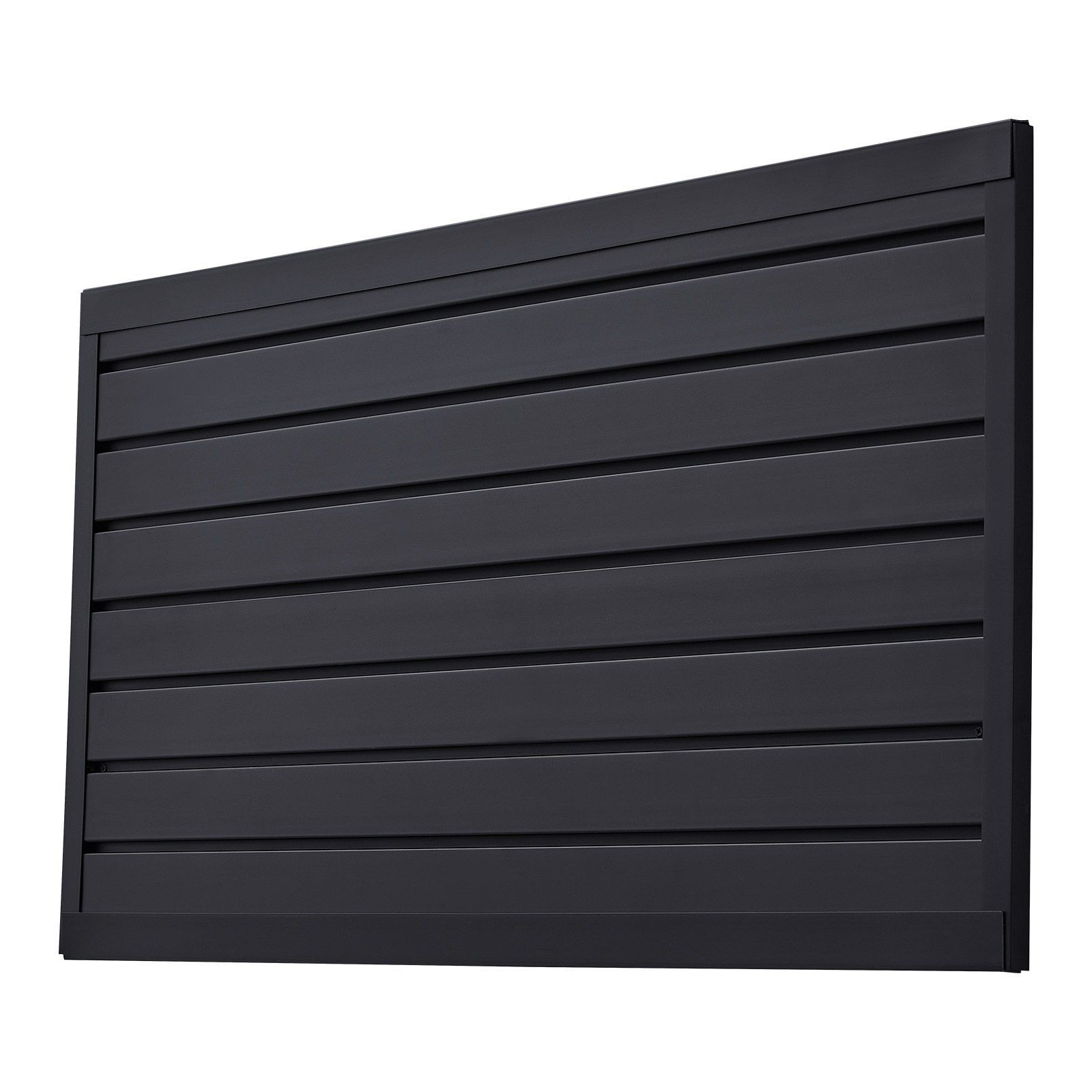 2x4ft PVC slatwall panel black, 300lb-rated, modular design, 3in-slot spacing