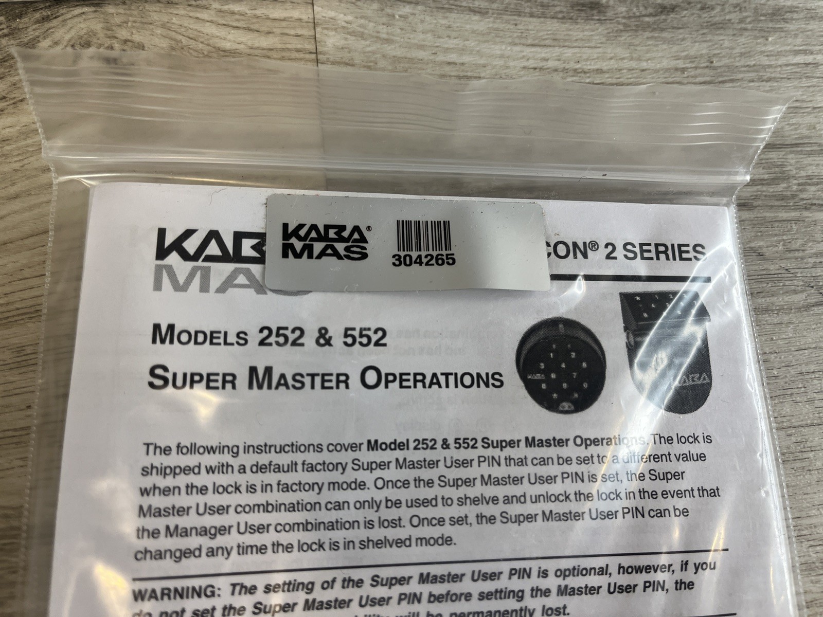 Kaba Mas Standard Digital Safe Lock 304265 Model 252 552 Manual Instructions