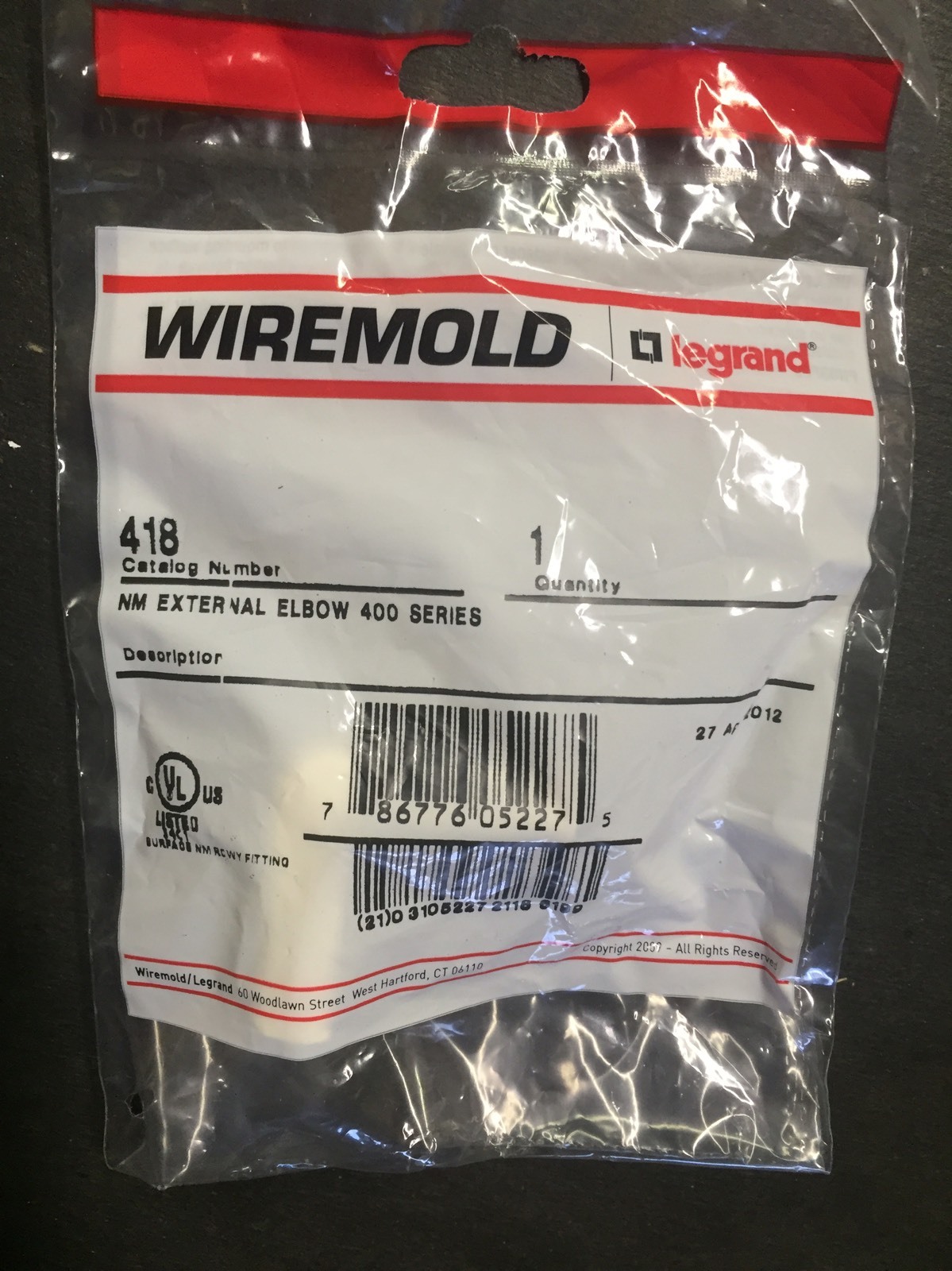Wiremold 418 EXTERNAL ELBOW 400 SERIES