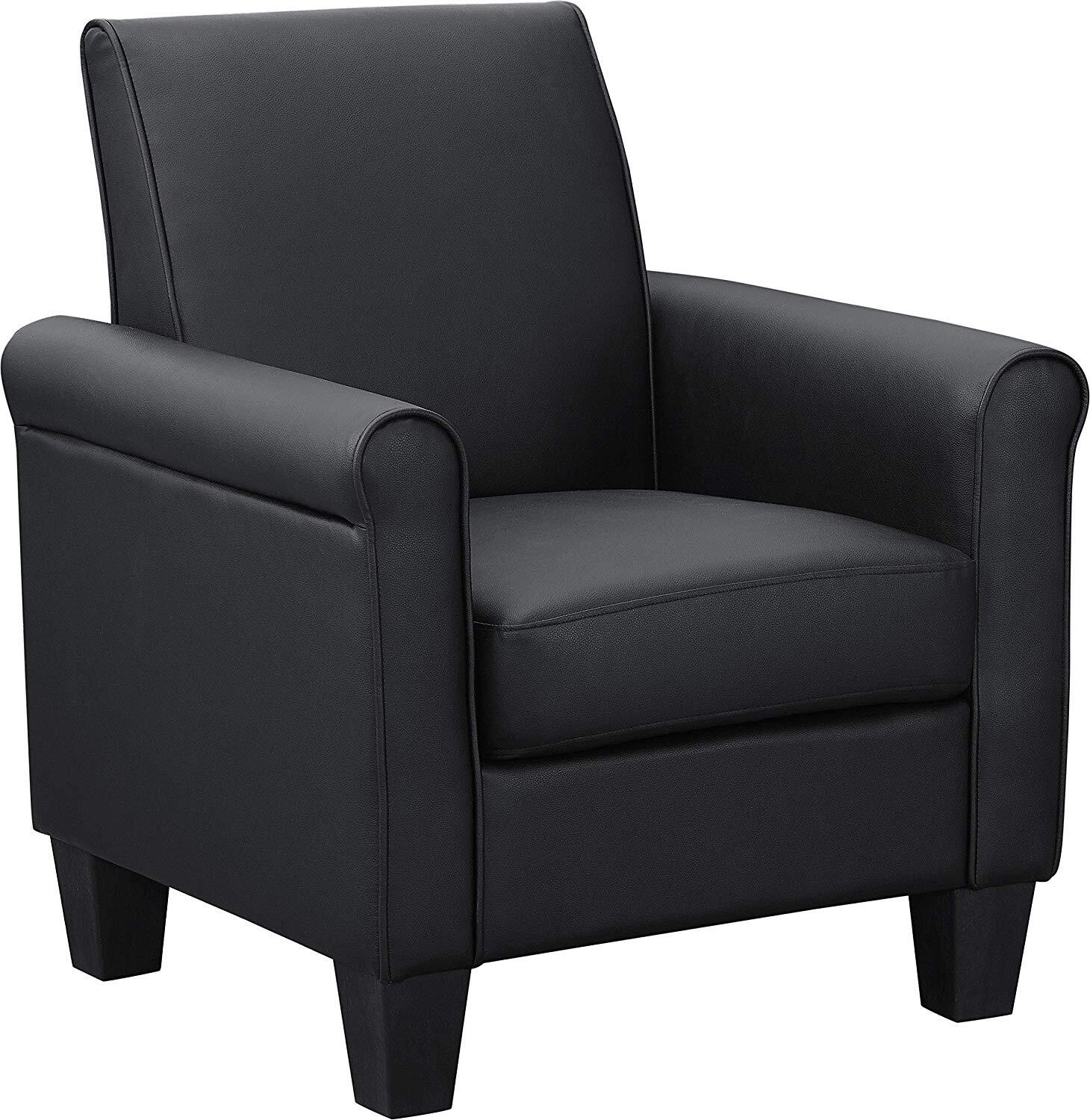 Upholstered Accent Arm Chair Faux Leather Single Sofa for Living Room