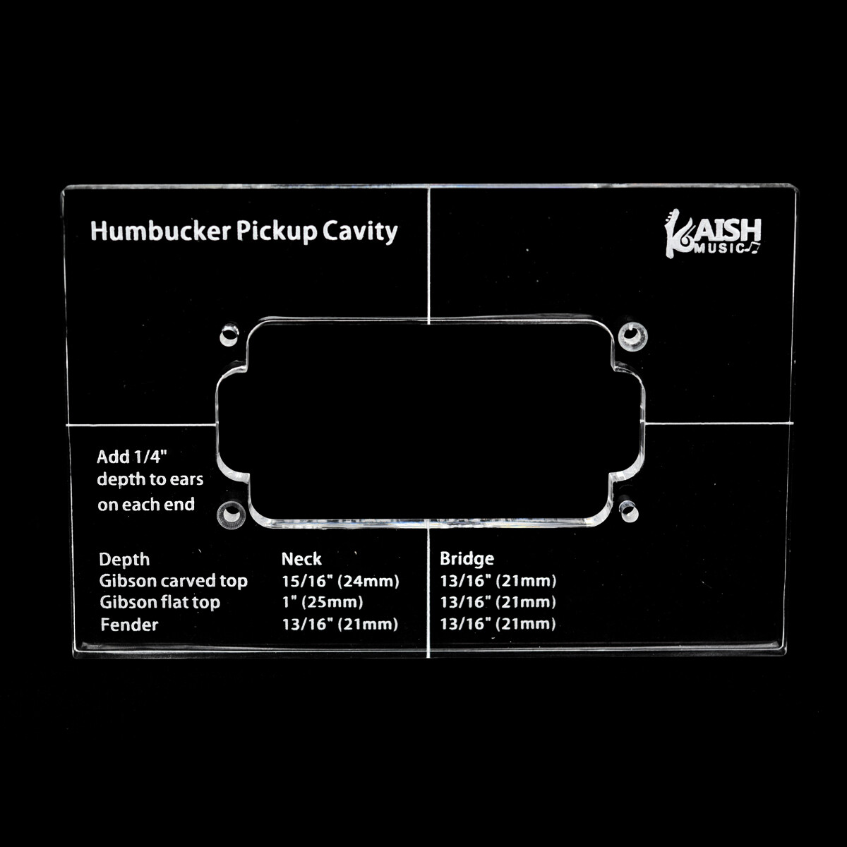 KAISH Acrylic Humbucker Pickup Routing Template for Body or Pickguard Rout