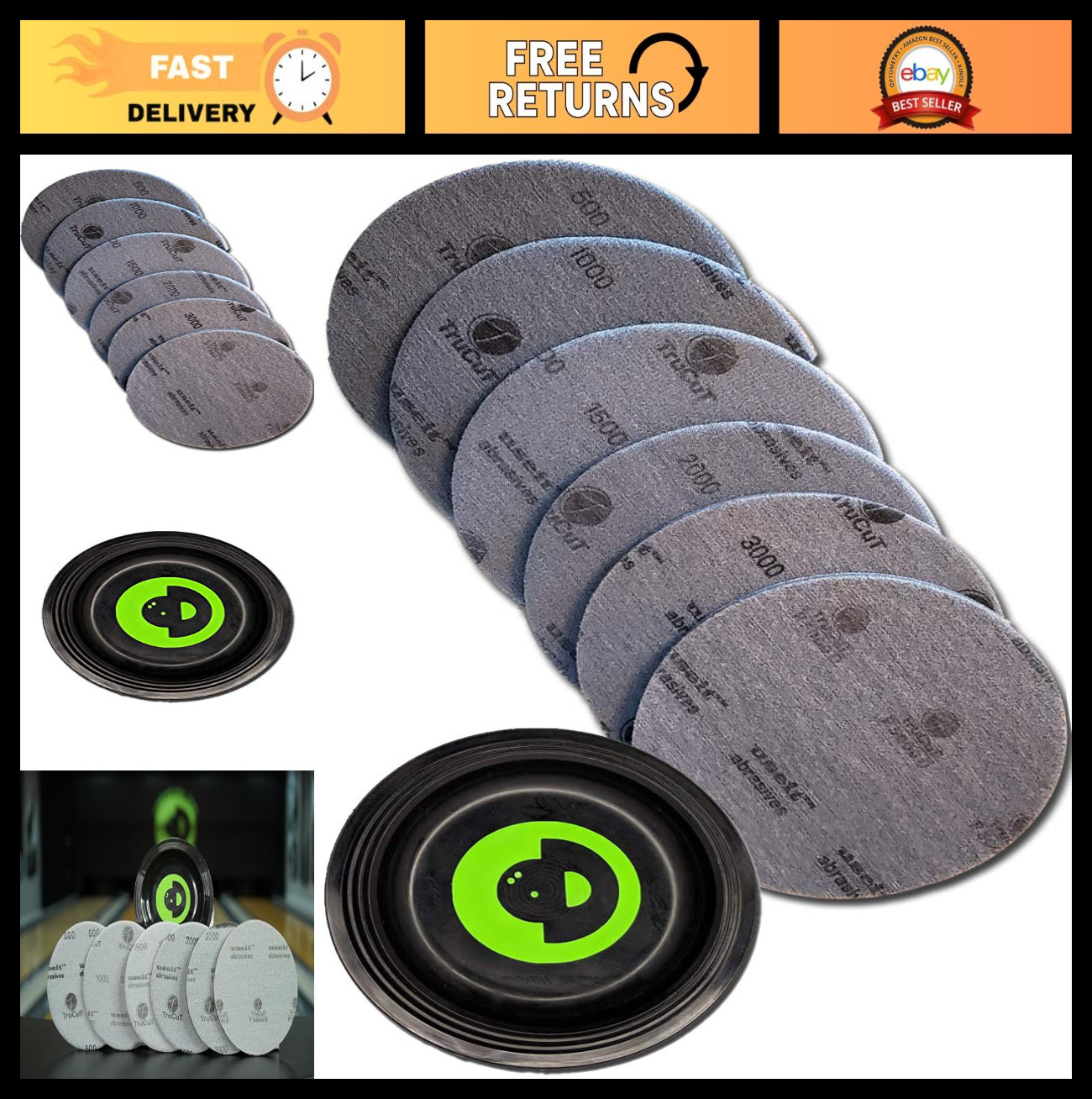 Bowling Ball Resurfacing Kit - 6" Sanding Pads for Surface Management & Restorat