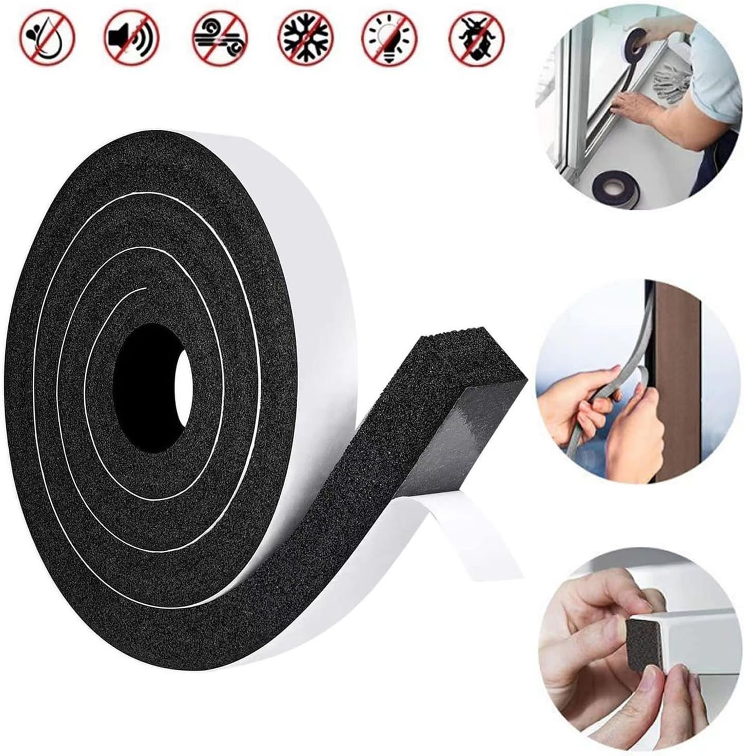 Foam Insulation Tape Self Adhesive,Weather Stripping for Doors and Windows,Slidi