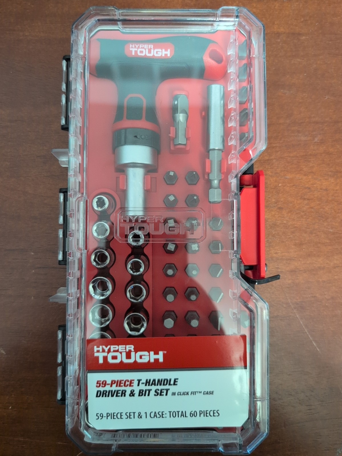 59-Piece HYPER TOUGH Ratcheting T-Handle Driver & Bit Set with Case