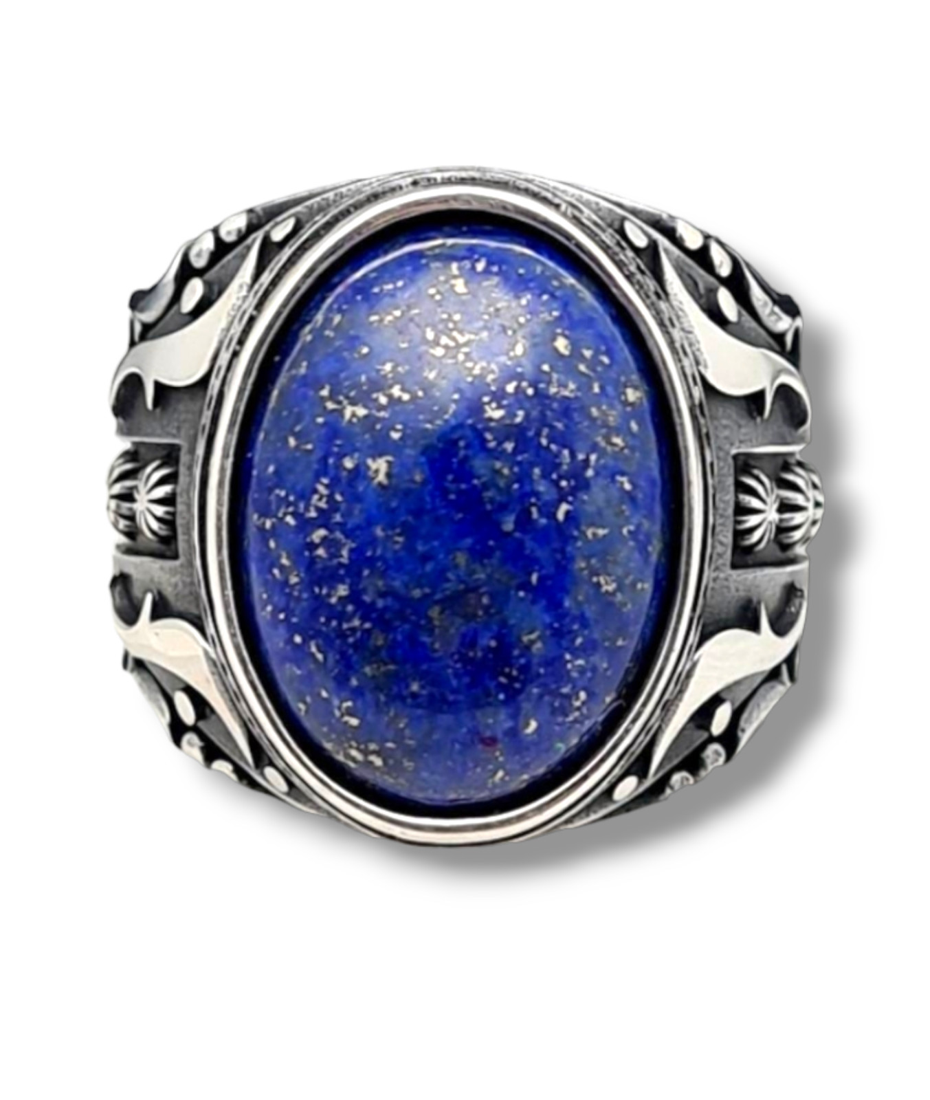 Men's Lapis Lazuli Ring 925 Sterling Silver Ottoman Signet Turkish Style oval cu