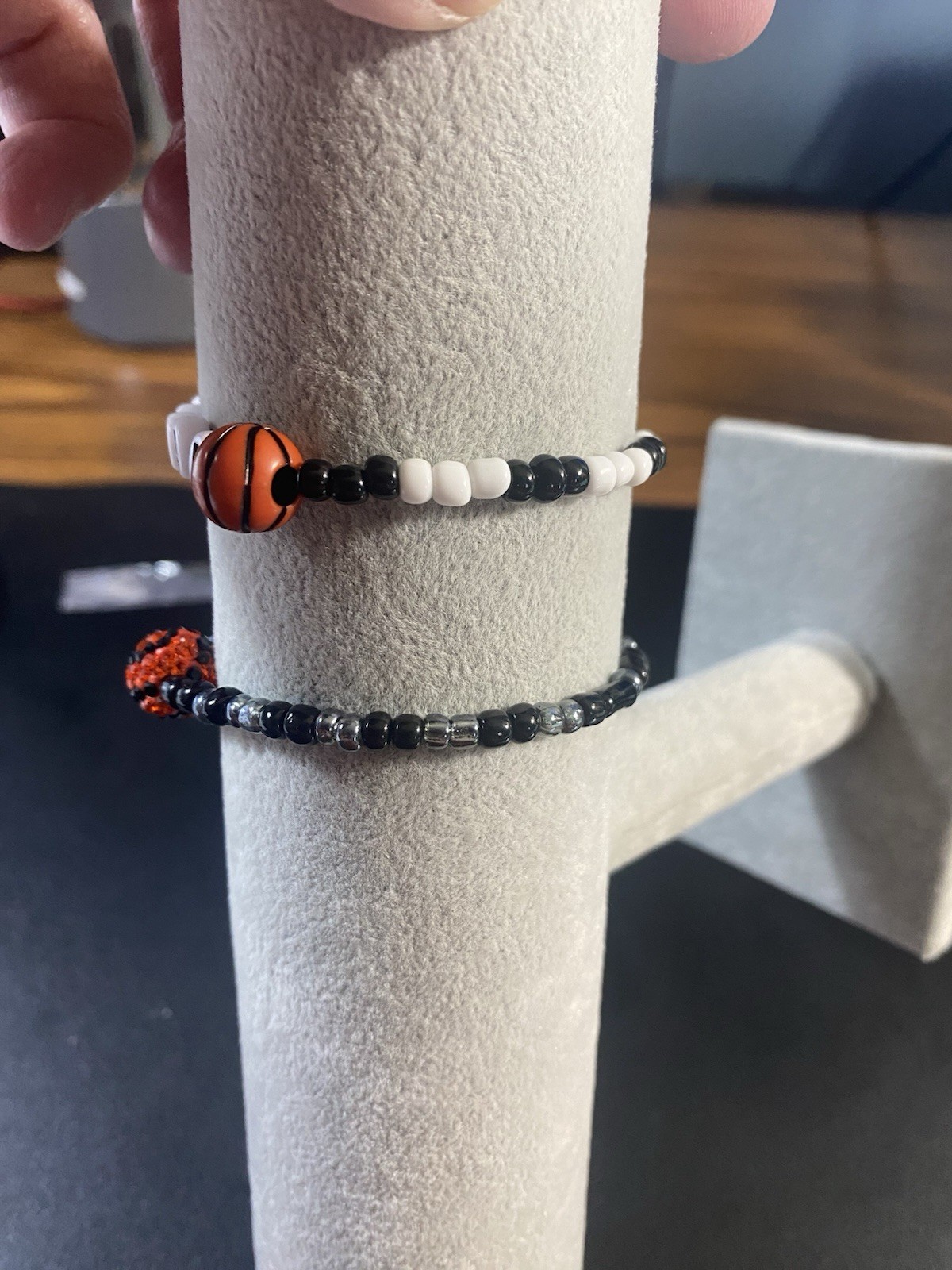 2 basketball theme friendship bracelets size 7 in elastic string
