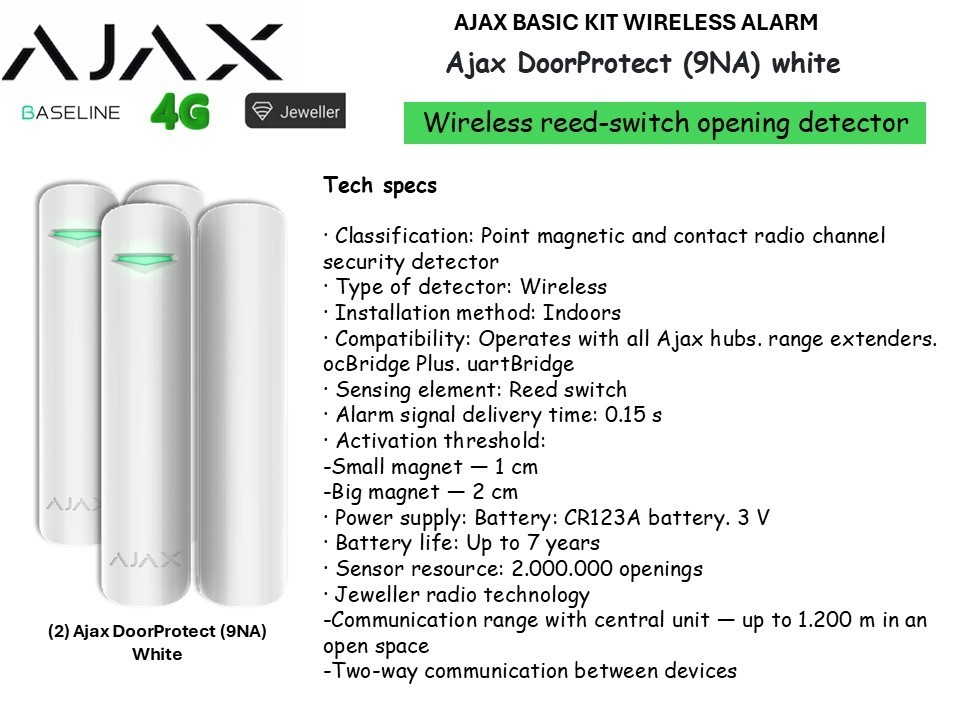 Ajax BASIC KIT HUB2 (4G) ETHERNET WIRELESS ALARM
