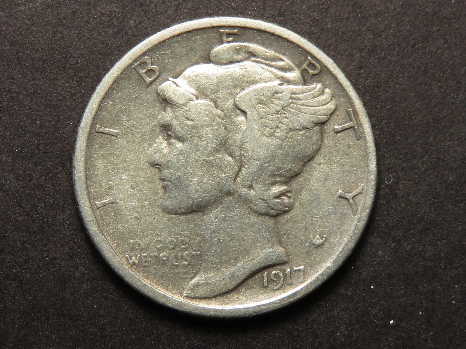 1917 S Mercury Silver Dime Grading XF