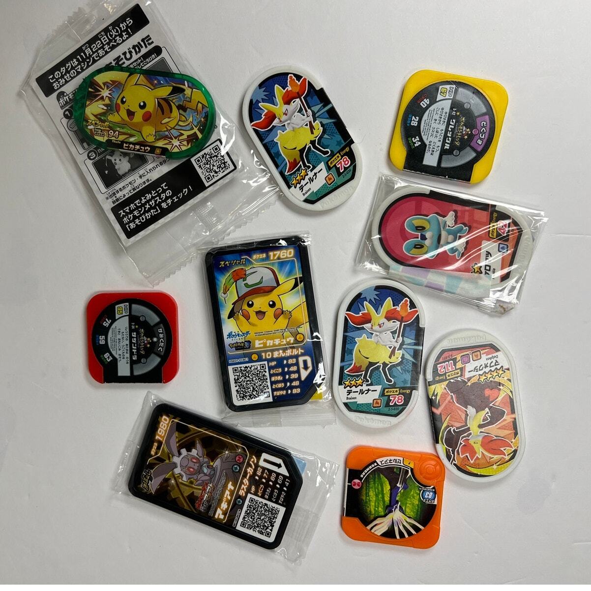 Pokemon Mezastar Character Tag Lot of 10 Japanese Arcade Collectible Tags