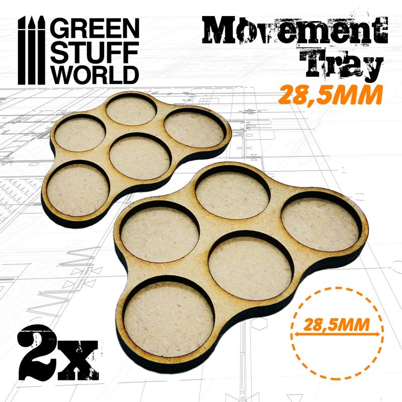 MDF Movement Trays 28,5mm x5 - Skirmish - miniature bases compatible with AOS