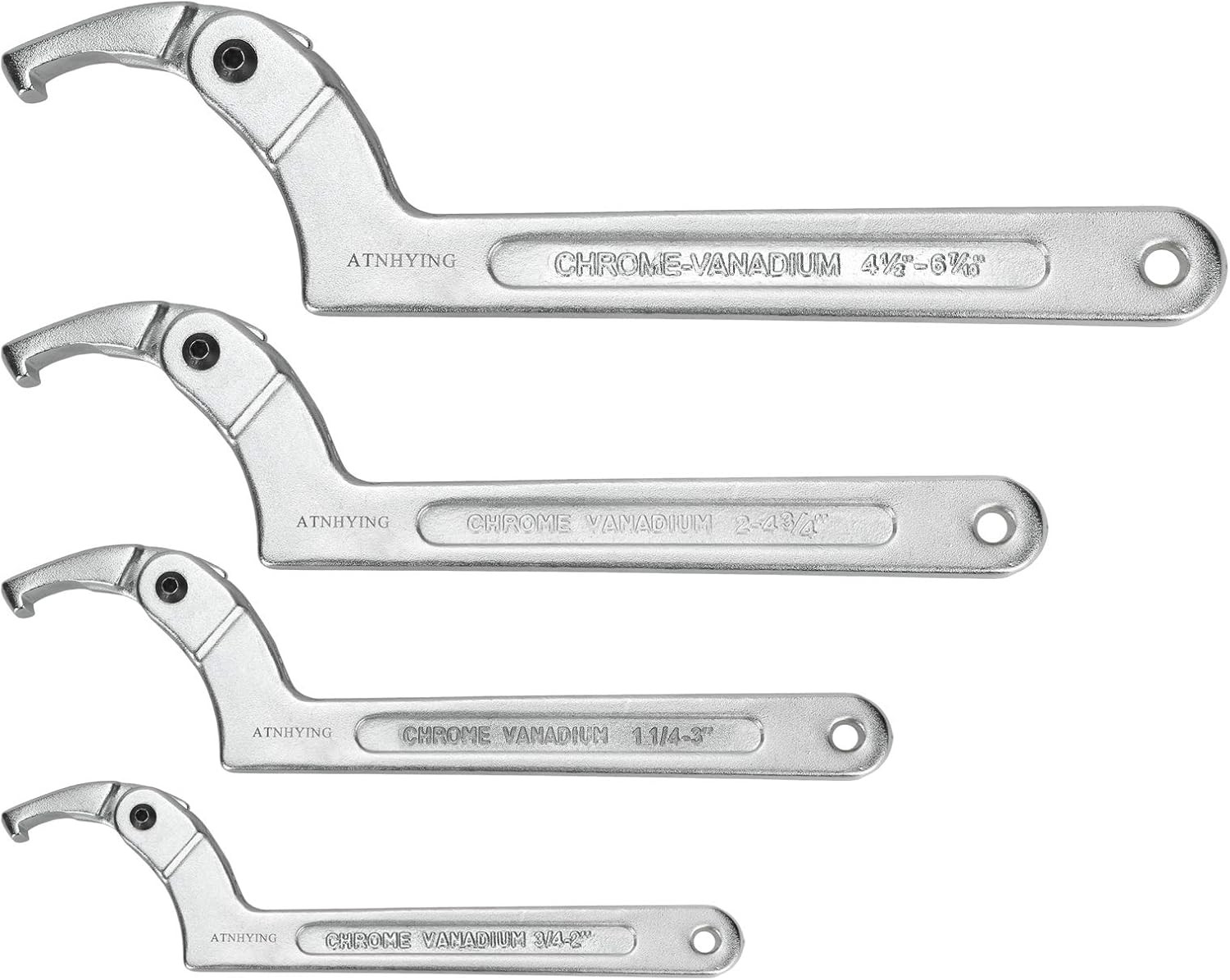 4 Pcs Spanner Wrench Set, Adjustable C Pin Spanner Hook Wrench Tool for Machine