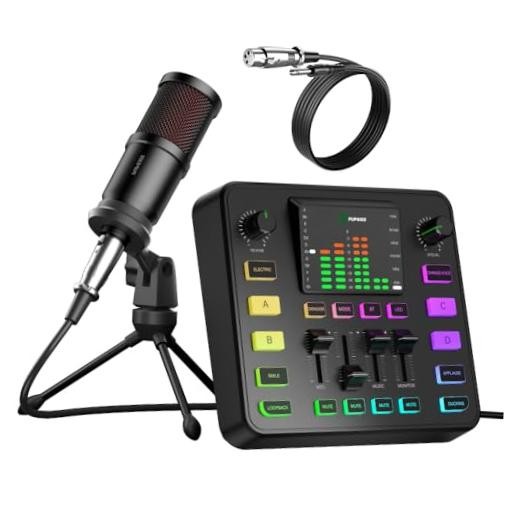 Audio Mixer with Dynamic Microphone for Matte Black Podcasts Bundle