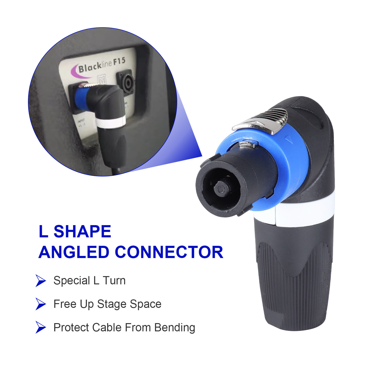 Pro Speakon Connector - NL4FRX Right Angle 4 Conductor Audio Cable Adapter Plug