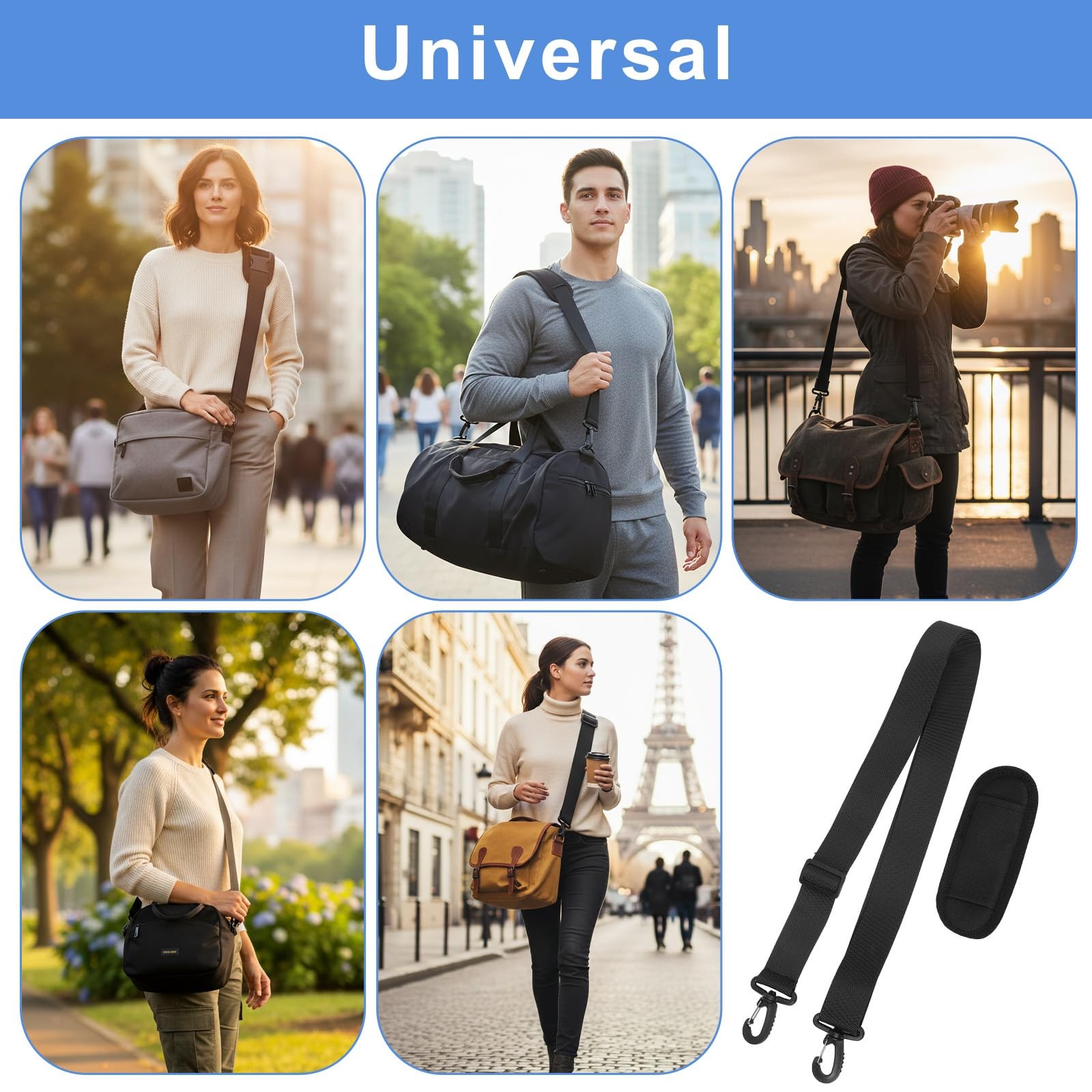 Shoulder Strap, 65 inch Adjustable Duffel Bag Shoulder Strap Replacement with...