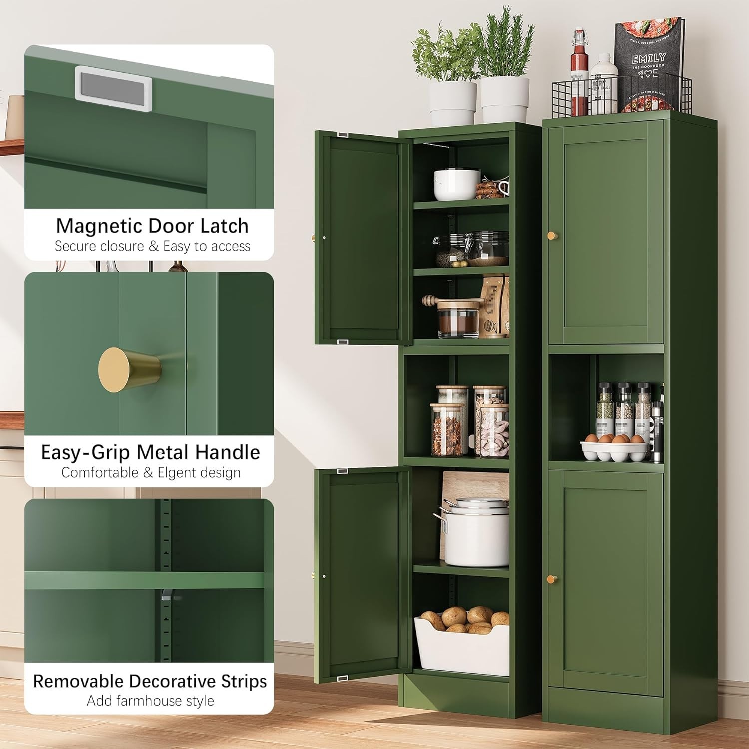 67"H Tall Metal Bathroom Storage Cabinet,Floor Cabinets for Living Room Bathroom