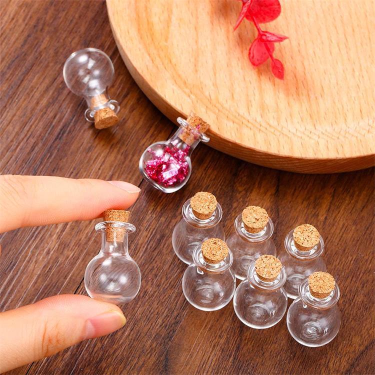 10X Small Cork Stopper Glass Bottles Clear Empty Jars Vials ﻿